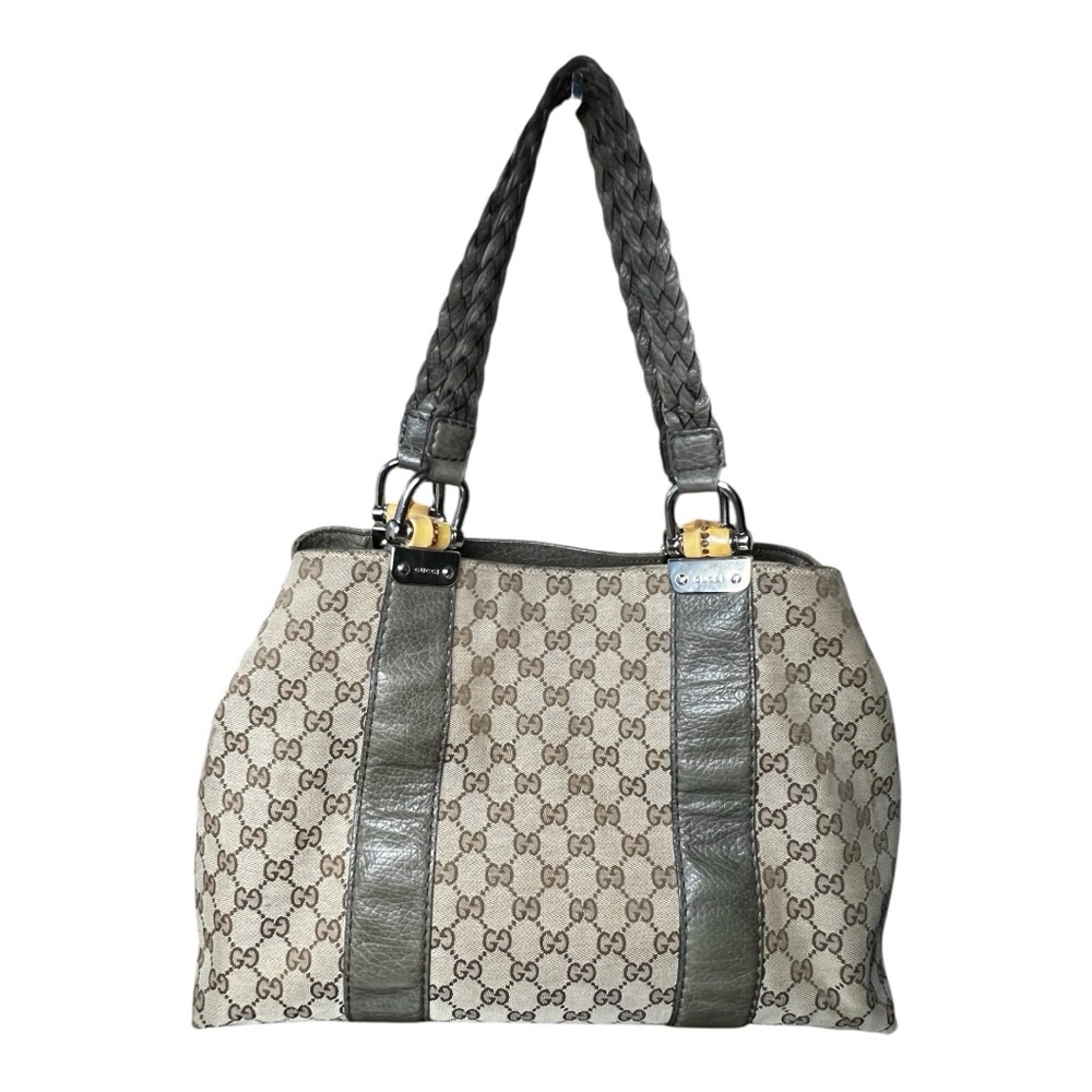 Monogram Bamboo Bar Medium Tote Olive